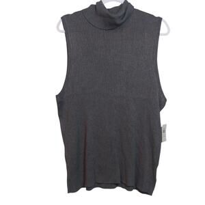 Retrology Gray Sleeveless Ribbed Turtleneck Top Classic Neutral Size 2X